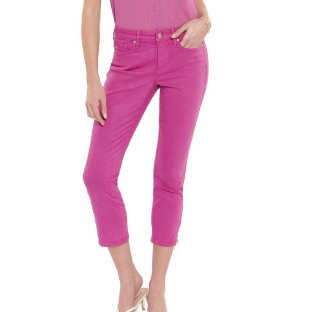 NYDJ Chloe Denim Capris Ankle Crop Denim Pants in Marisol Magenta Size 14 NWT